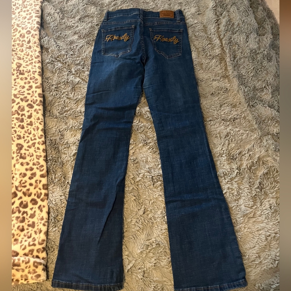 Ranch Dressin Youth Dark Blue Flare Jeans - Embroidered Back Pockets